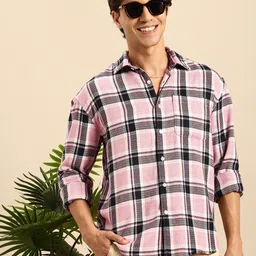 Mast & Harbour Relaxed Fit Checked Drop-Shoulder Sleeves Casual Shirt-picture-29