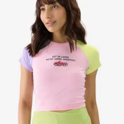The Souled Store Pink Graphic Print Crop Top-image-56