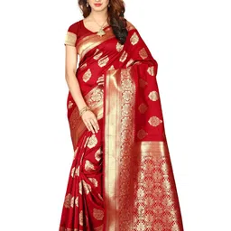 KALINI Woven Design Zari Silk Blend Kanjeevaram Saree-picture-19