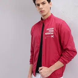 HRX by Hrithik Roshan Typography Printed Mock Collar Bomber Jacket-picture-47