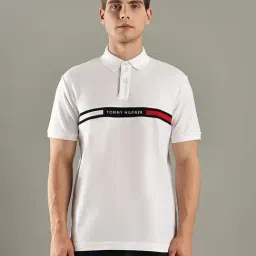 TOMMY HILFIGER White Logo Regular Fit Cotton Polo T-Shirt-picture-24