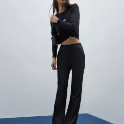 studiofit women Studiofit by Westside Black Ribbed High-Rise Track Pants image 3
