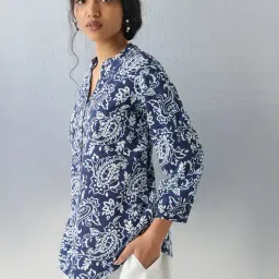 Utsa by Westside Indigo Paisley Printed Tunic-image-0