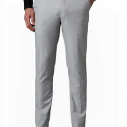 Louis Philippe Grey Slim Fit Texture Trousers-picture-0
