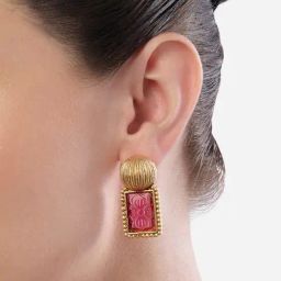 Zaveri Pearls Pink Stone Embellished Fusion Style Stud Earrings-picture-14