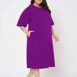 Brinns Purple Cotton Regular Fit Plus Size Dress image 3