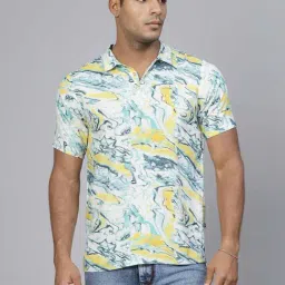 Rigo Men Yellow Marble Print T-shirt-image-59