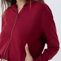 studiofit women Studiofit by Westside Maroon Solid Hoodie image 4