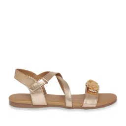 Pantaloons Junior Rose Gold Cross Strap Sandals-image-0