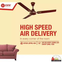KWW Airista Plus DLX Brown Sweep Size 1200 mm Ceiling Fan, KWAPD48BR image 2