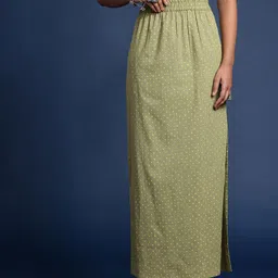 Taavi Polka Dots Printed Pure Cotton Sanganeri Straight Maxi Skirt-picture-32