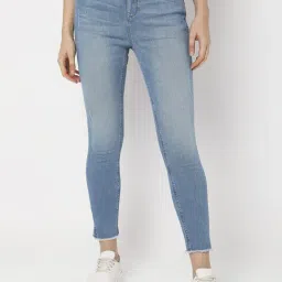 Vero Moda Blue Cotton High Rise Jeans-image-60