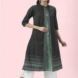 Rangmanch by Pantaloons Green Cotton Printed A Line Kurta-picture-41