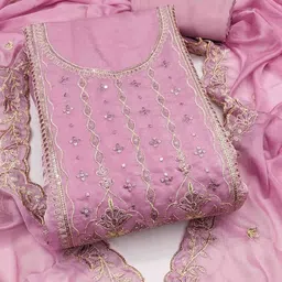 KALINI Embroidered Satin Unstitched Dress Material-image-62