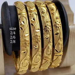 niva fashion Set Of 4 Gold-Plated Brass Artificial Stones Meenakari Bangles-picture-29