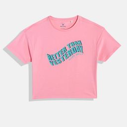 Allen Solly Junior Girls Typography Printed Pure Cotton T-shirt-picture-39