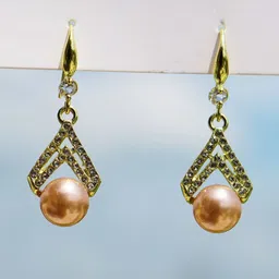 zefrokart Dangle Drop Pink Pearl Long Earings image 3