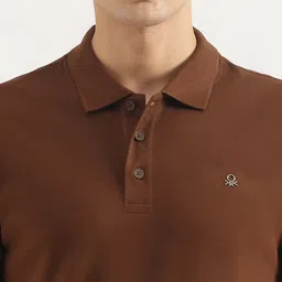 United Colors of Benetton Men Solid Polo Collar Regular Fit Cotton T-shirt image 5