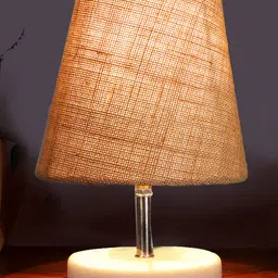 Devansh Beige Jute Round Wood white Table Lamp image 1