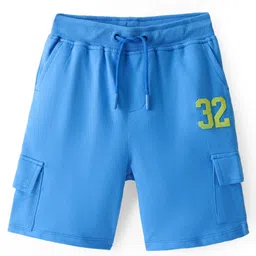 Pine Kids Cotton Knit Above Knee Length Number Printed Shorts - Blue-image-2