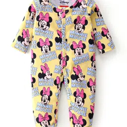 babyhug disney Babyhug Cotton Knit Full Sleeves Sleepsuit With Minnie Mouse Graphics - Yellow-picture-15