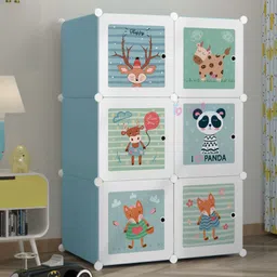 Butterthief Cartoon Printed Collapsible Wardrobe, 6 Cubes Almirah for Kids & Toddlers - Blue-image-12