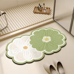 SYGA Non-Slip Twin Bloom Petal Bathroom & Door Mat - Mint & Cream Daisy Design, Absorbent & Stain-Resistant Floor Mat, 40 x 60 cm-image-65