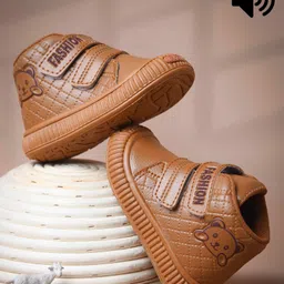 KATS Bear Patch Detailed Anti Skid LED Musical Shoes - Tan image 1