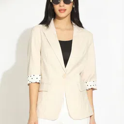 SHOWOFF Women Tailored Fit Cotton Single-Breasted Blazer-picture-22