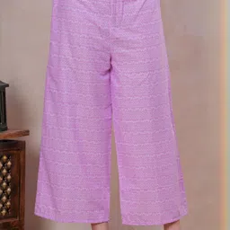 JC4U Ethnic Motifs Printed Regular Pure Cotton Straight Kurta with Palazzos image 3