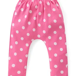 Babyhug Interlock Knit Full Length Diaper Leggings with Floral Polka Dots & Giraffe Print Pack of 3 - Blue Pink & Yellow image 4