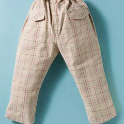 ToffyHouse Cotton Knit Full Sleeves Checks Party Shirt & Trouser Set With Bow - Tan & White image 5