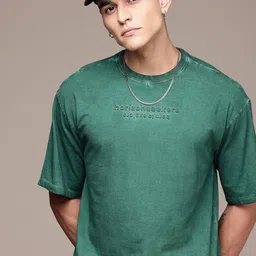The Roadster Life Co. Drop-Shoulder Embossed & Washed Effect Pure Cotton Relaxed T-shirt-picture-21
