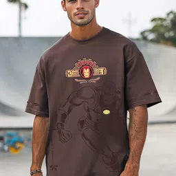 Bewakoof Men Iron Man Graphic Printed Drop-Shoulder Sleeves Cotton Oversized T-shirt-image-73