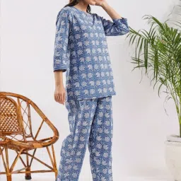 SAY Blue Printed Pyjamas Set image 4