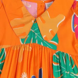 MINIKLUB Kids Orange Printed Dress image 4