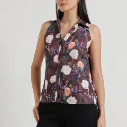 Fablestreet Brown Floral Relaxed Fit Top image 3