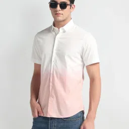 arrow sport Arrow Sports Orange Cotton Slim Fit Omber Shirt image 4