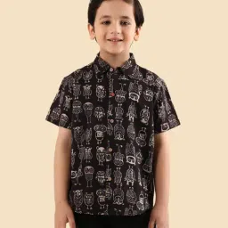 Fabindia Boys Black Cotton Printed Shirt-picture-44