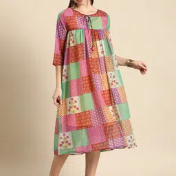 Anouk Floral Printed A-Line Ethnic Dress With Inner Slip-picture-20