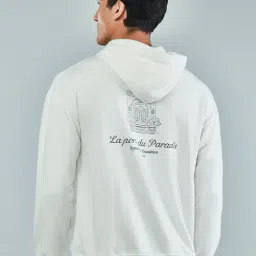 Hoversoul Ecru Regular Fit Printed Hoodie image 2
