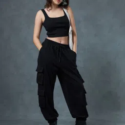 Bewakoof Black Crop Top With Joggers image 4