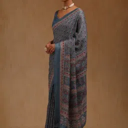 Soch Blue Art Silk Ethnic Motifs Saree With Unstitched Blouse Piece image 3