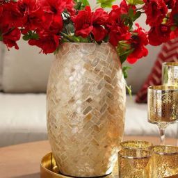 Pure Home and Living Cream Ceramic Mother Of Pearl Vase-picture-6