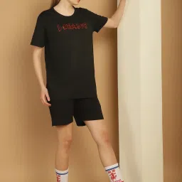 Vimal Jonney Black Cotton Printed T-Shirt & Shorts Set image 4
