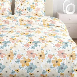 Haus & Kinder Cotton Multicolor Hawaiian Petals 144 TC King Flat Bedsheet with 2 Pillow Covers image 4