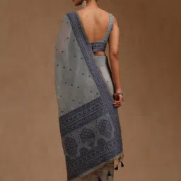 Soch Blue Chanderi Woven Design Saree With Unstitched Blouse Piece image 2