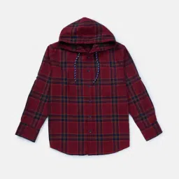 Gini & Jony Kids Maroon Cotton Plaid Pattern Shirt-picture-36
