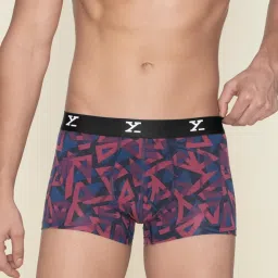 XYXX Triad Red & Aqua Strokes Slim Fit Printed Trunks - Pack Of 2 image 4