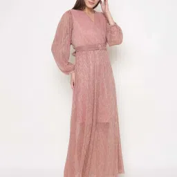 MADAME Rose Gold Embellished Casual Dress image 4
